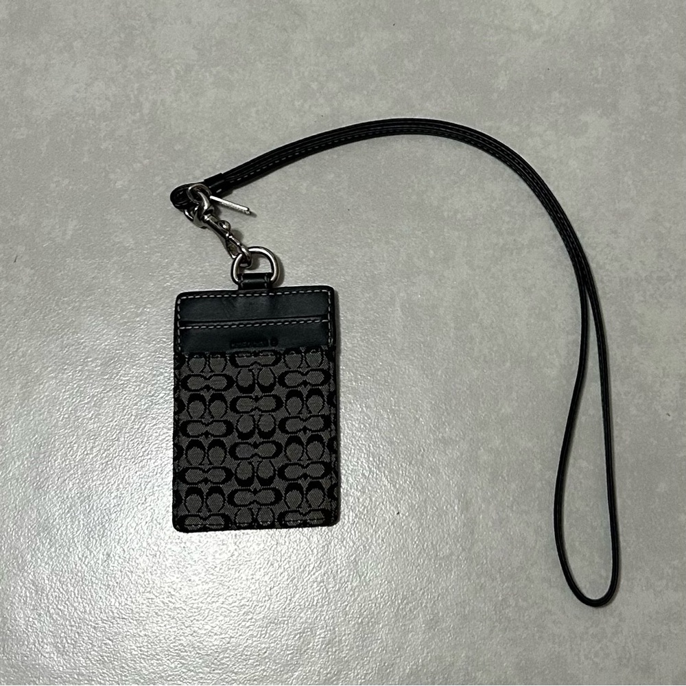 COACH Signature Black Mini C ID Lanyard